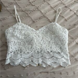SHEIN White Lace Crop Top
